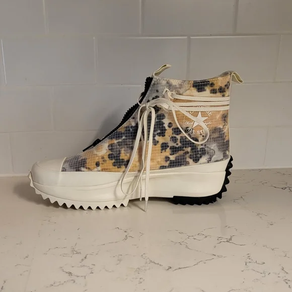 Converse Run Star Hi Zip Platform "Washed Florals" Egret/White/Black - Picture 1 of 8